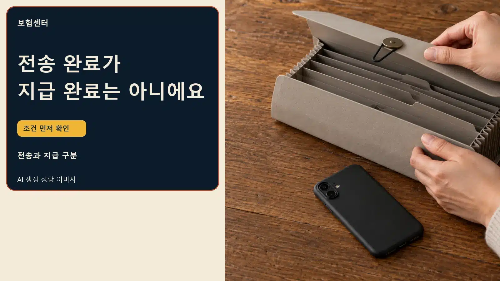 전송 완료가 지급 완료는 아니에요 — AI 생성 상황 이미지
