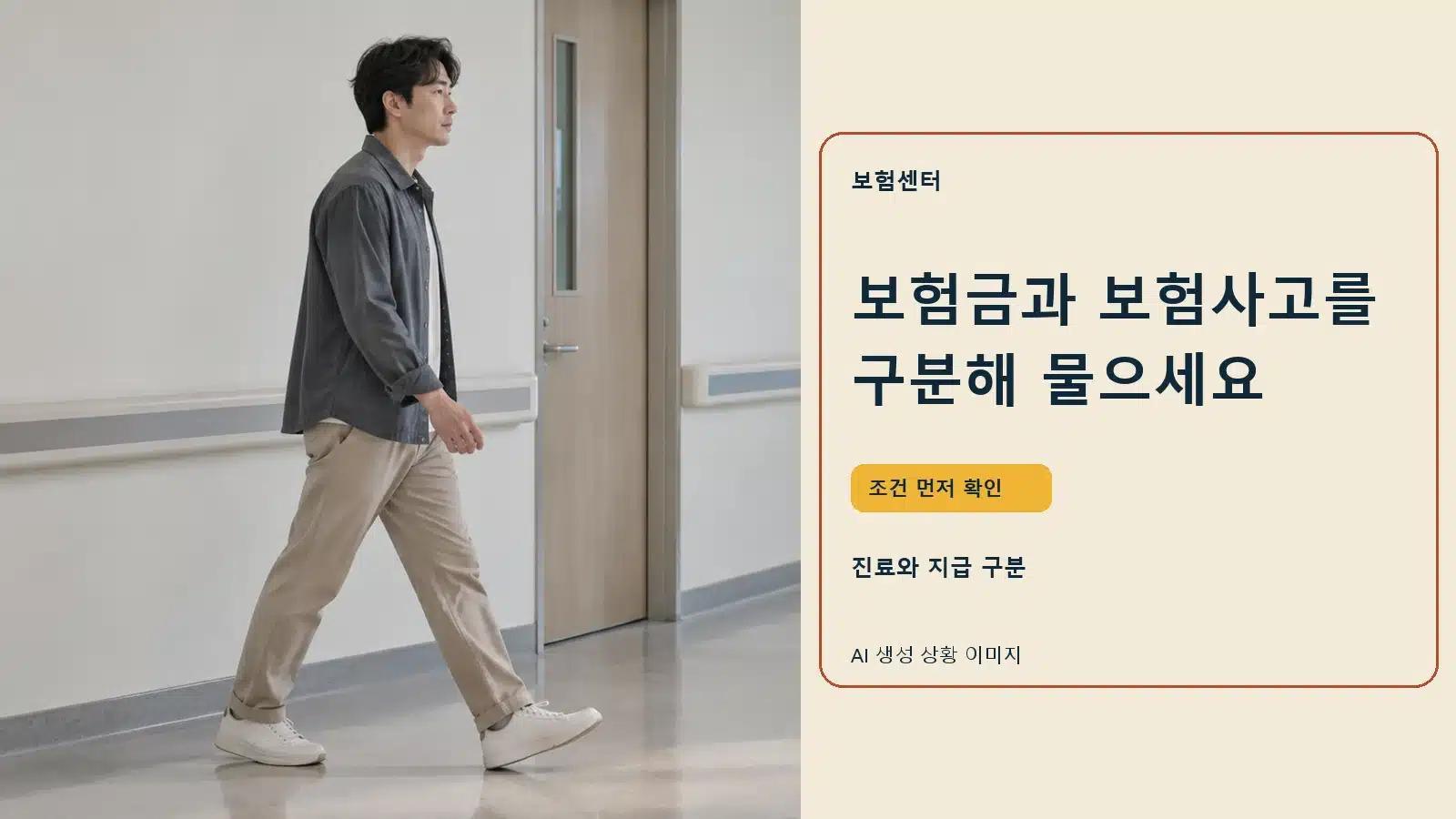 보험금과 보험사고를 구분해 물으세요 — AI 생성 상황 이미지