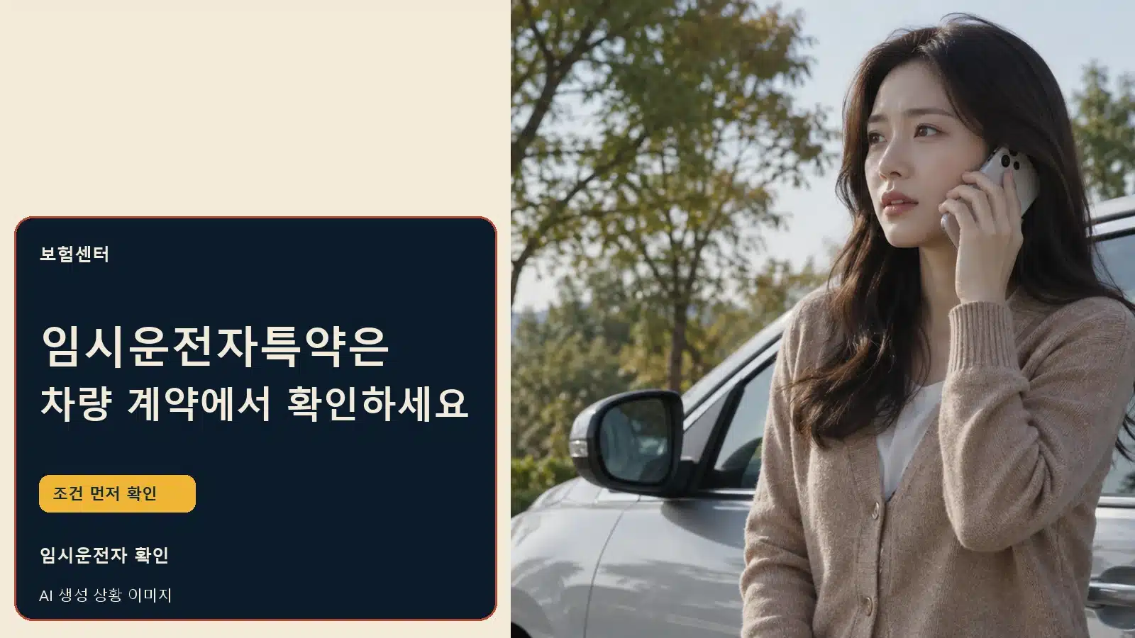임시운전자특약은 차량 계약에서 확인하세요 — AI 생성 상황 이미지