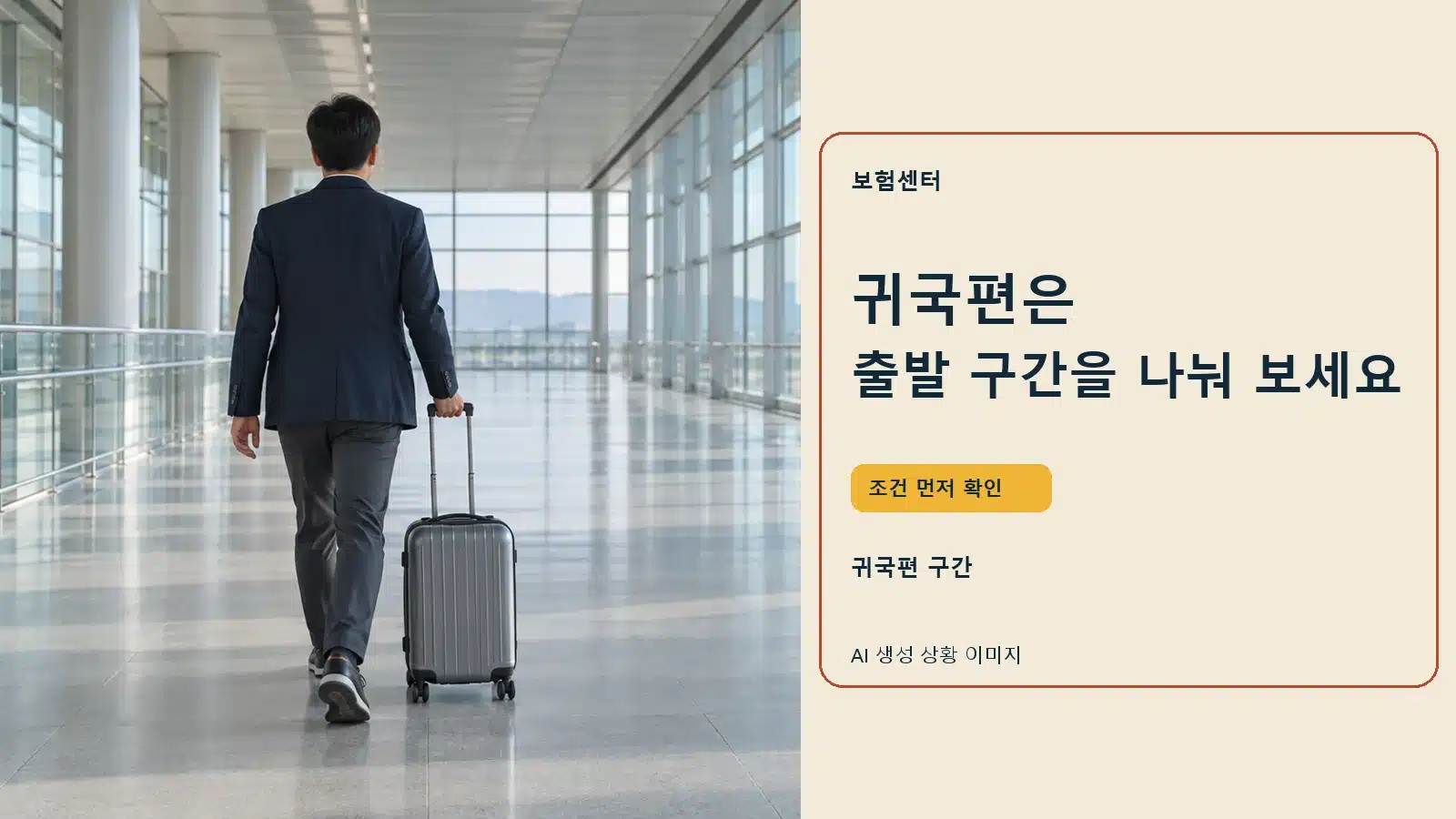 귀국편은 출발 구간을 나눠 보세요 — AI 생성 상황 이미지